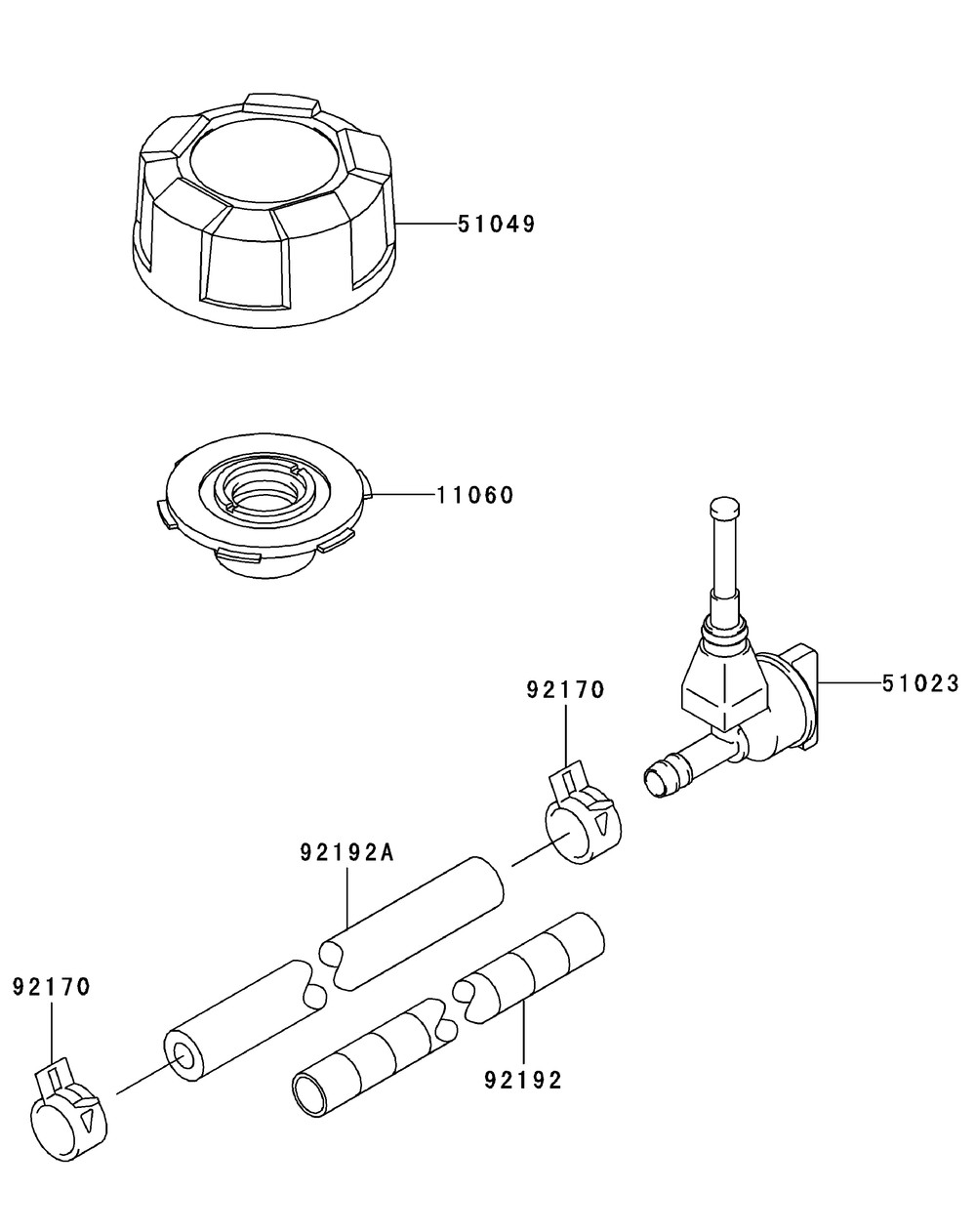Fj180v-As08 Fuel Tank And Fuel Valve Diagram and Parts List for 56A443TH (750-XP)(2008 & Before) Cub Cadet Lawn Mower